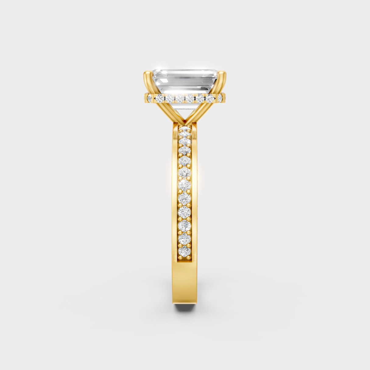 Yellow Gold Emerald-Cut Lab-Grown Diamond Ring For Ethical Luxury