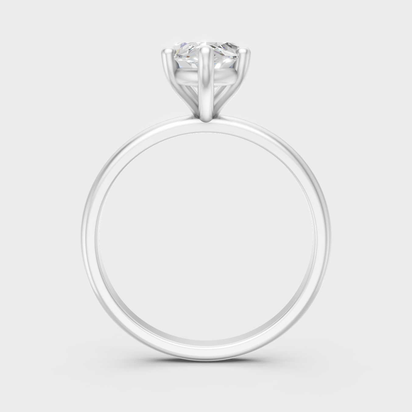 Hallmarked 14K White Gold Ring With  Brilliant Marquise Lab-Grown Diamond