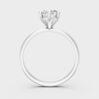 Hallmarked 14K White Gold Ring With  Brilliant Marquise Lab-Grown Diamond