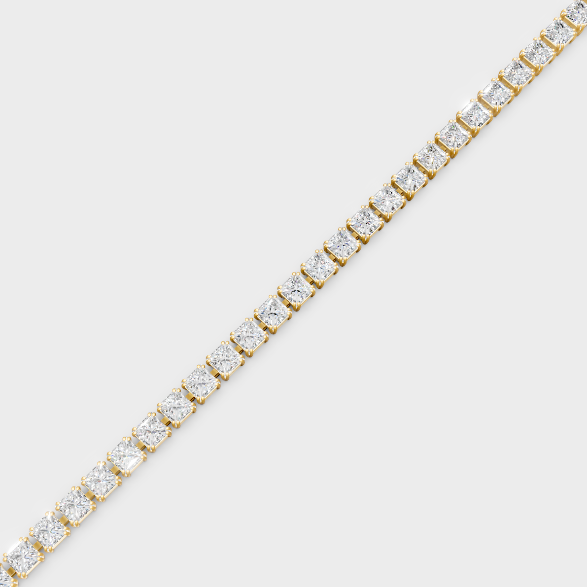 Luxury Princess Diamond Tennis Bracelet Yellow Gold Jewelry