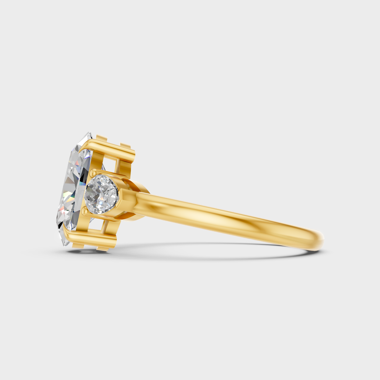 Elegant Oval Pear Proposal Ring In Yellow Gold