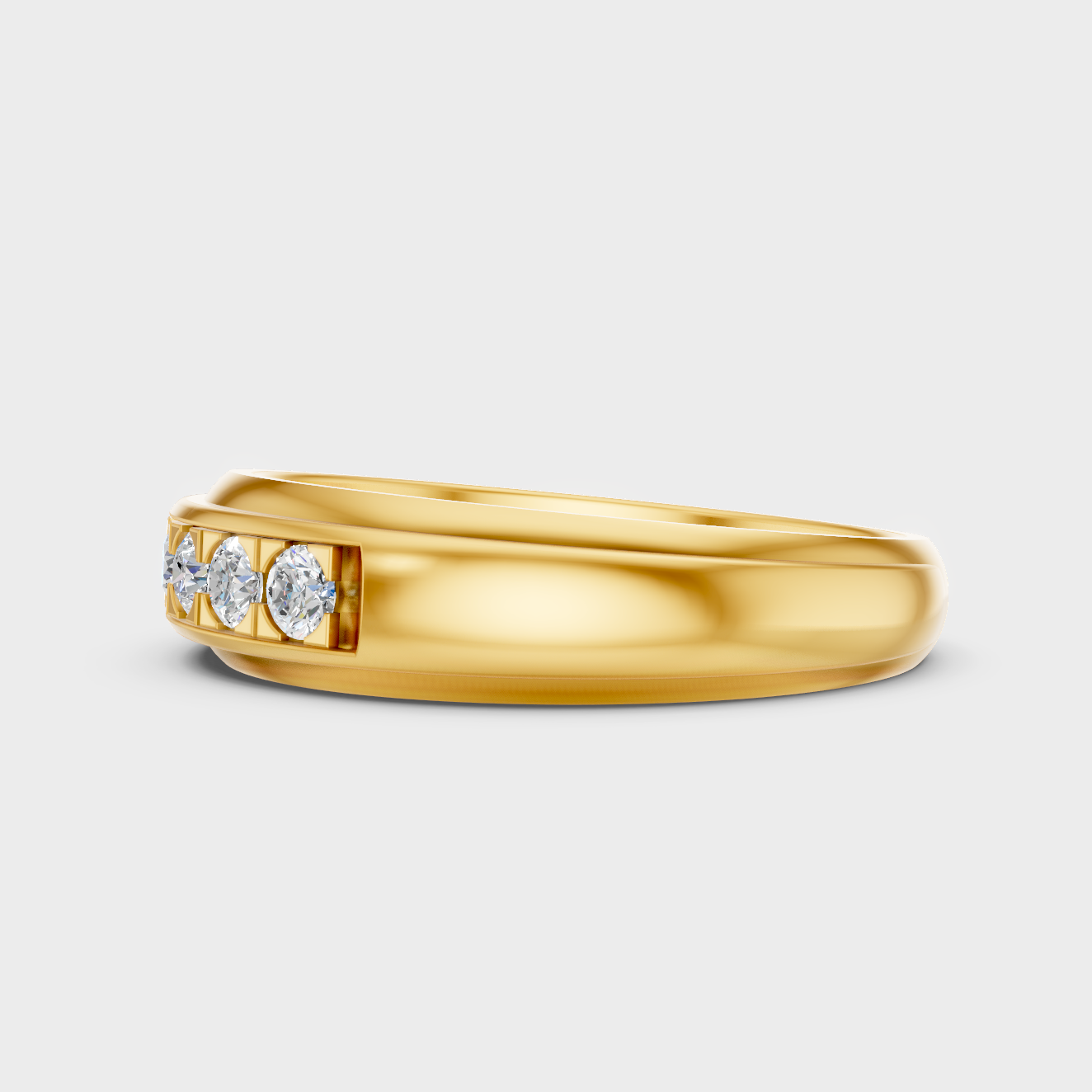 Yellow Gold Round Diamond Mens Ring Luxury Gift