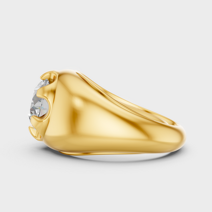 Yellow Gold Round Diamond Mens Ring High End Luxury
