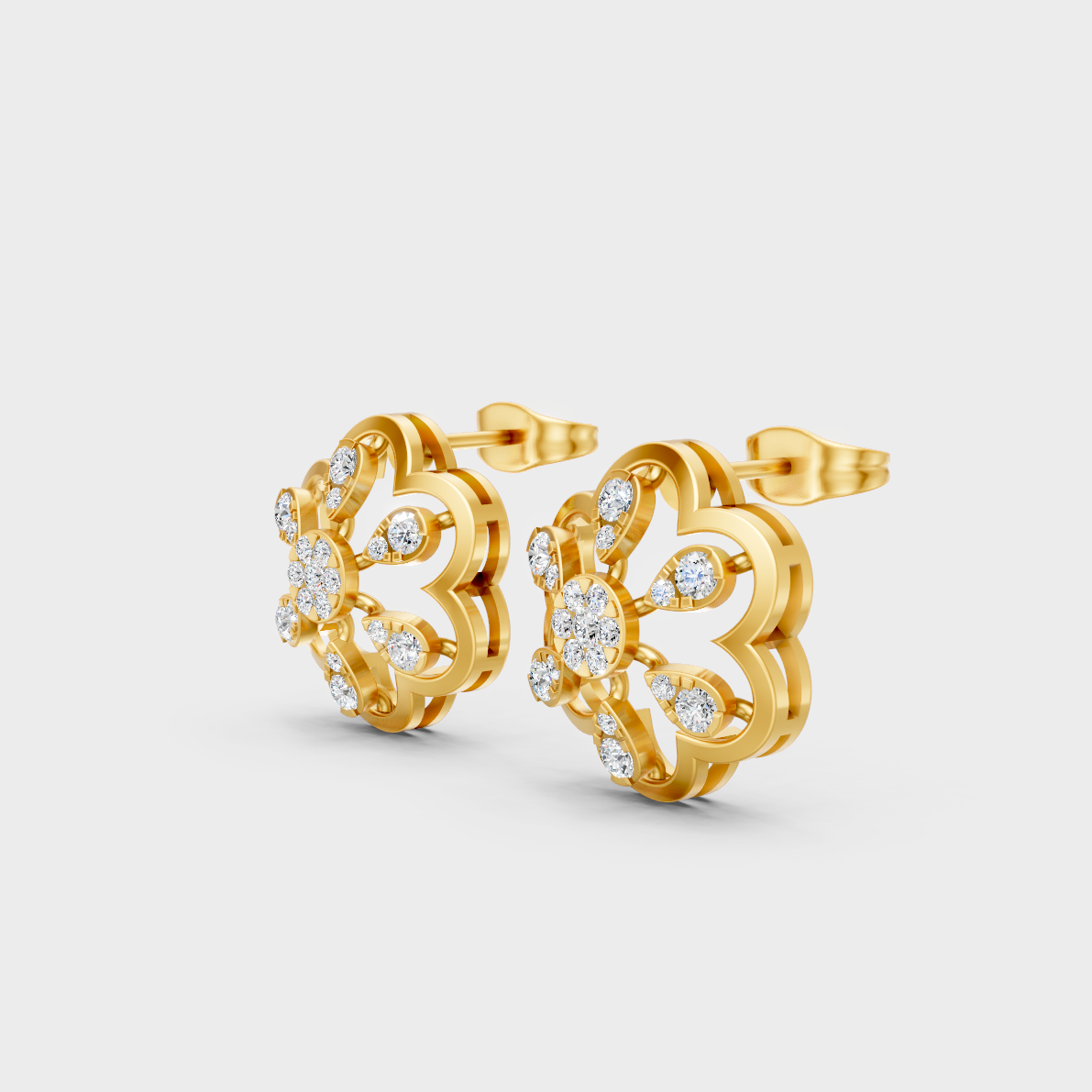 9K Yellow Gold Round-Shaped Lab-Grown Diamond Studs For Ethical Luxury