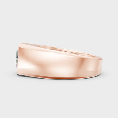 Cushion Cut Lab Diamond Mens Ring In Rose Gold Elegant Style