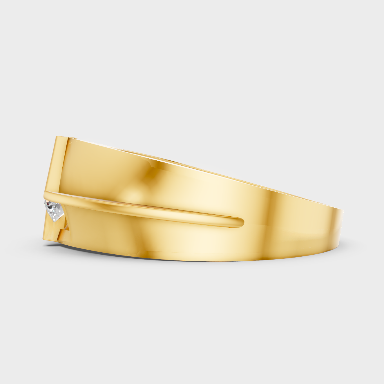 Elegant Mens Diamond Ring In Yellow Gold