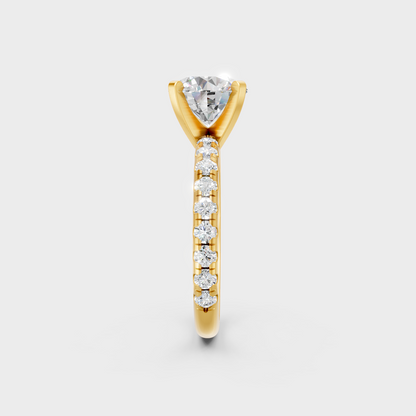 Yellow Gold Round Diamond Engagement Ring For A Timeless And Ethical Style.