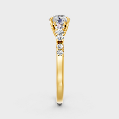 Sustainable Yellow Gold Halo Ring With Round Lab Diamond And Braided Band