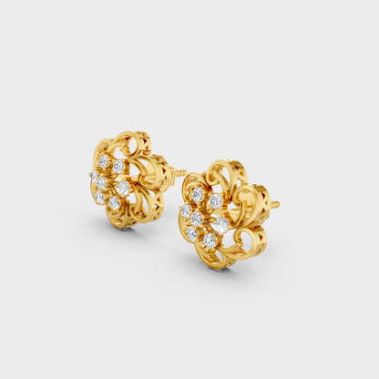 9K Yellow Gold Round-Shaped Lab-Grown Diamond Studs For Ethical Luxury