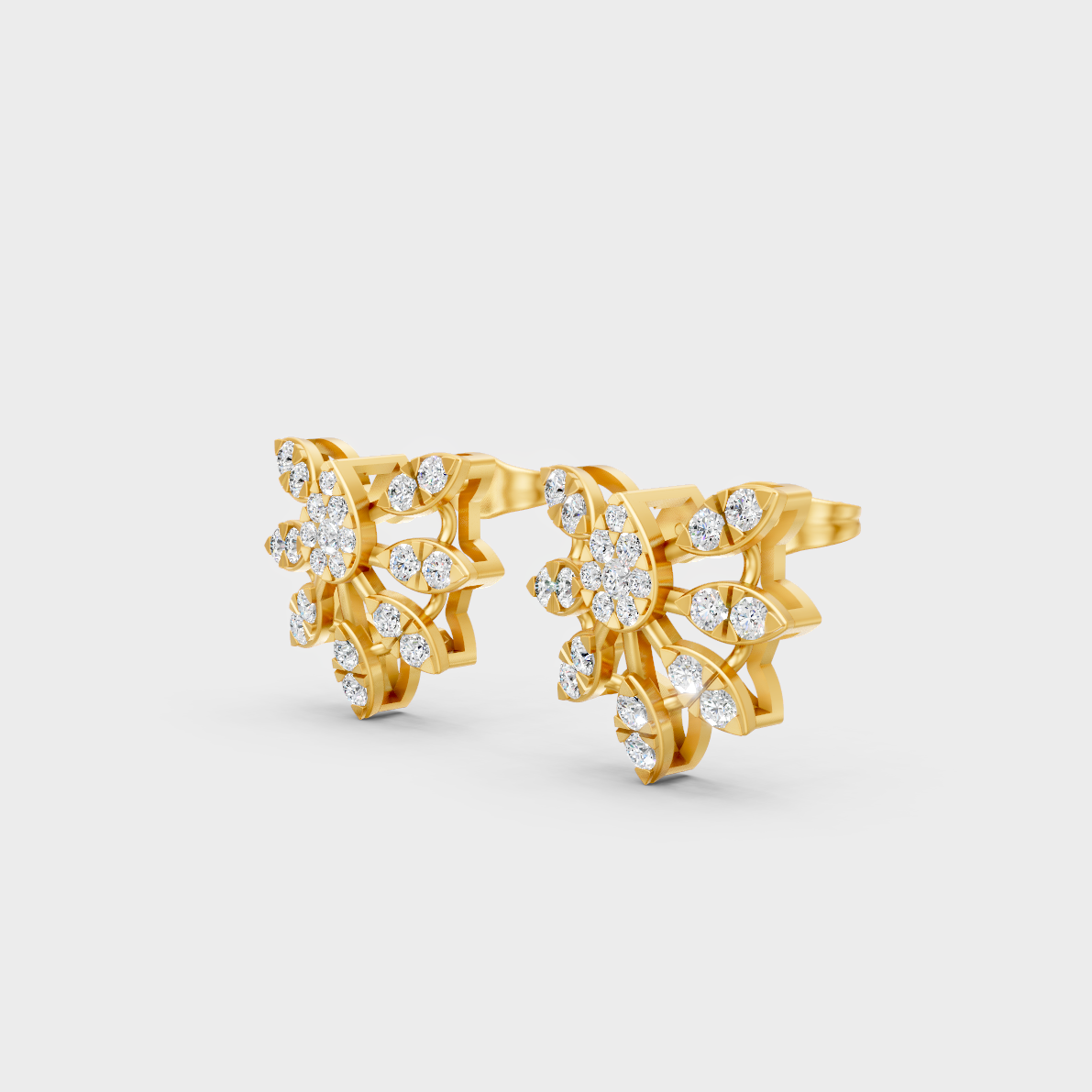 9K Yellow Gold Round-Shaped Lab-Grown Diamond Studs For Ethical Luxury
