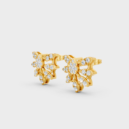 9K Yellow Gold Round-Shaped Lab-Grown Diamond Studs For Ethical Luxury