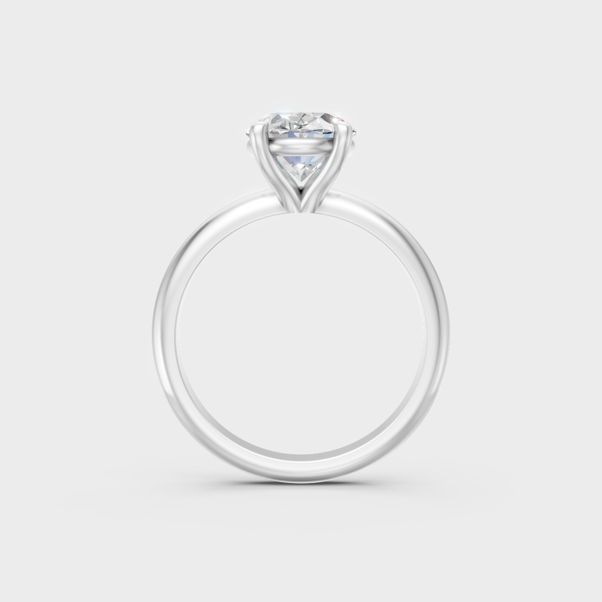Hallmarked 14K White Gold Ring With Brilliant Oval Lab-Grown Diamond