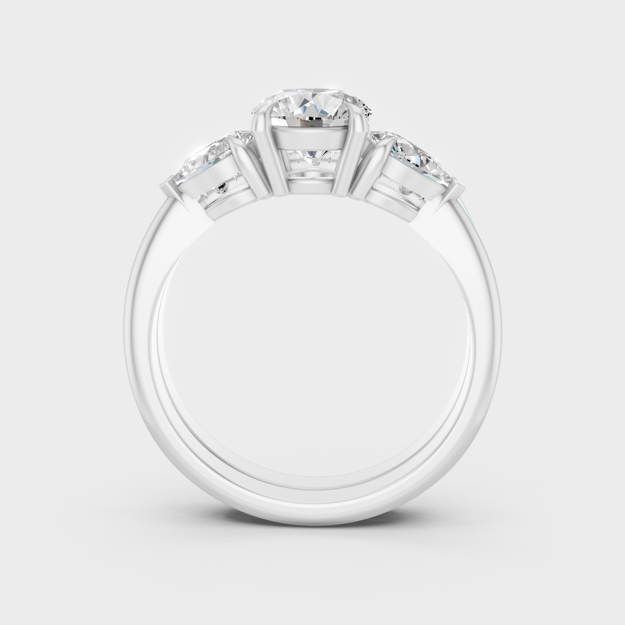 White Gold Round-Cut Lab Diamond Bridal Set For Sophisticated Sustainable Luxury