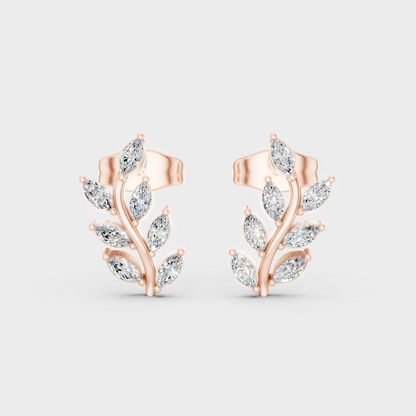 High-Polish Rose Gold 0.34 Carat Total Weight Marquise Lab Diamond Studs For Bold Sparkle 