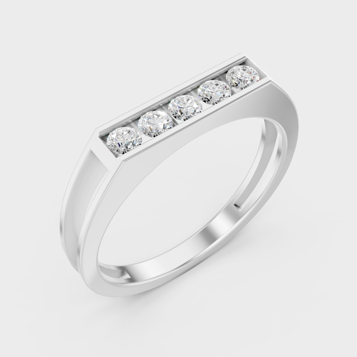 9K White Gold Round-Shaped Lab-Grown Diamond Men’s Ring With Clean Design