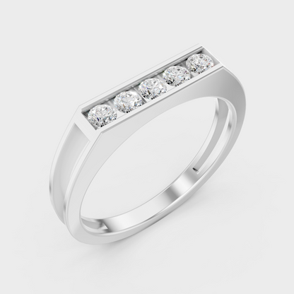 9K White Gold Round-Shaped Lab-Grown Diamond Men’s Ring With Clean Design