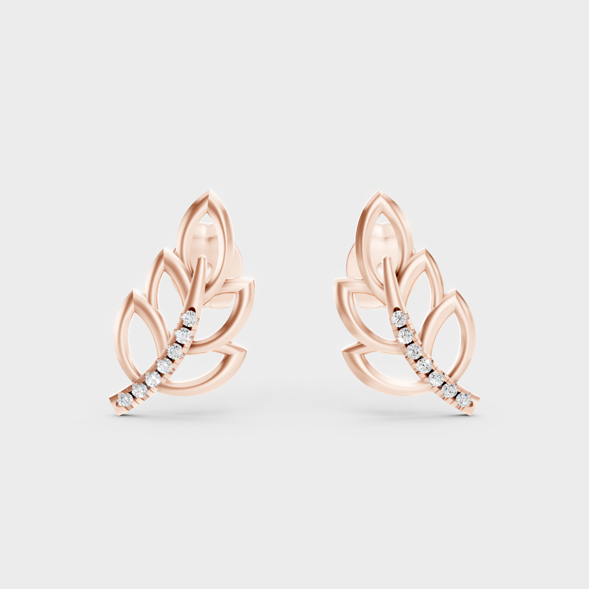  High-Polish Rose Gold 0.08 Carat Total Weight Round Lab Diamond Studs For Bold Sparkle