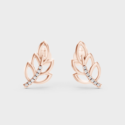  High-Polish Rose Gold 0.08 Carat Total Weight Round Lab Diamond Studs For Bold Sparkle