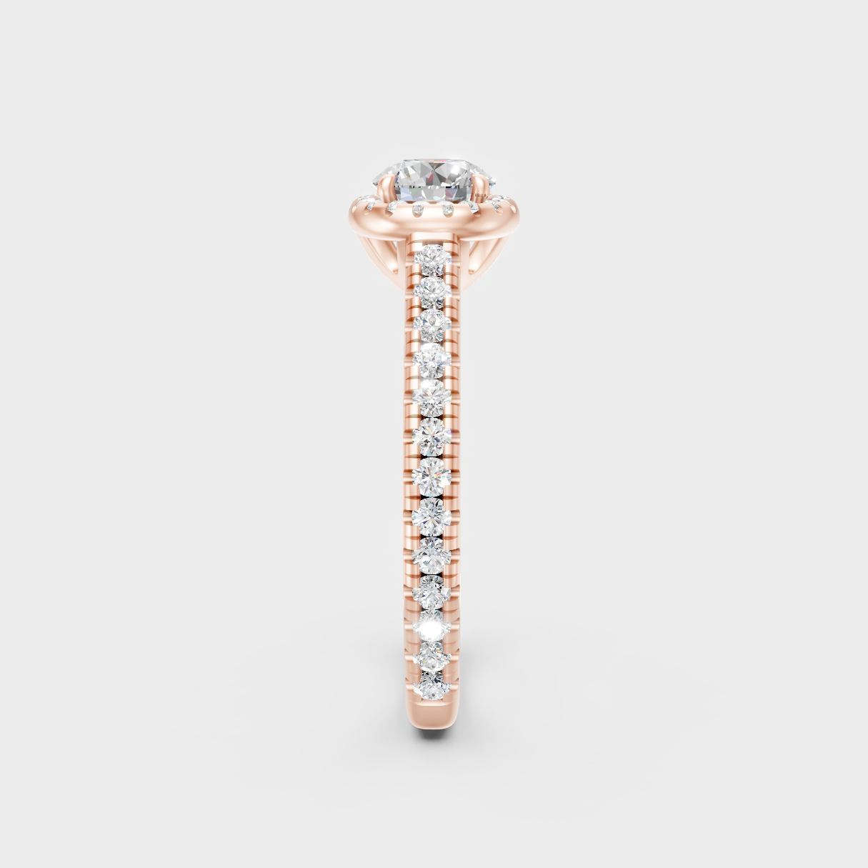 Modern 9K Rose Gold Halo Engagement Ring With Brilliant Sustainable Lab Diamonds
