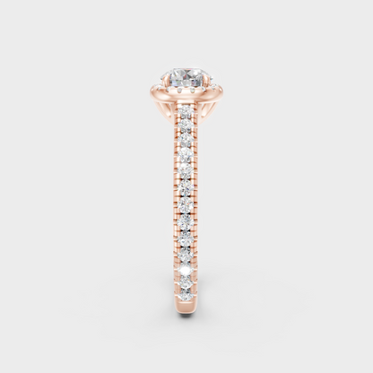Modern 9K Rose Gold Halo Engagement Ring With Brilliant Sustainable Lab Diamonds