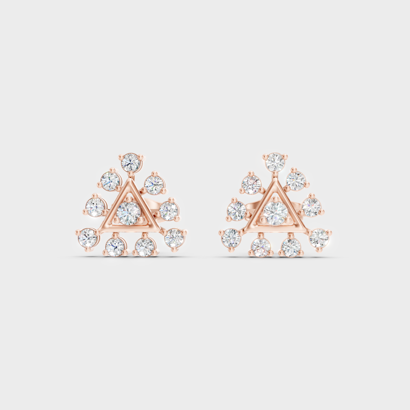 High-Polish Rose Gold 0.76 Carat Total Weight Round Lab Diamond Studs For Bold Sparkle