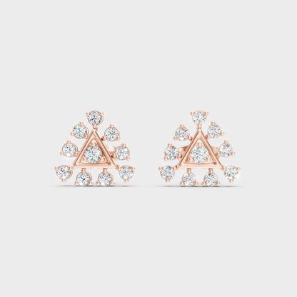 High-Polish Rose Gold 0.76 Carat Total Weight Round Lab Diamond Studs For Bold Sparkle