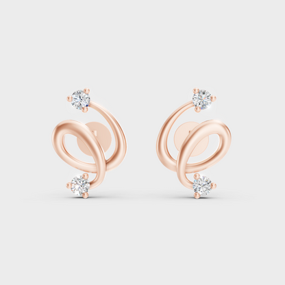 High-Polish Rose Gold 0.08 Carat Total Weight Round Lab Diamond Studs For Bold Sparkle 