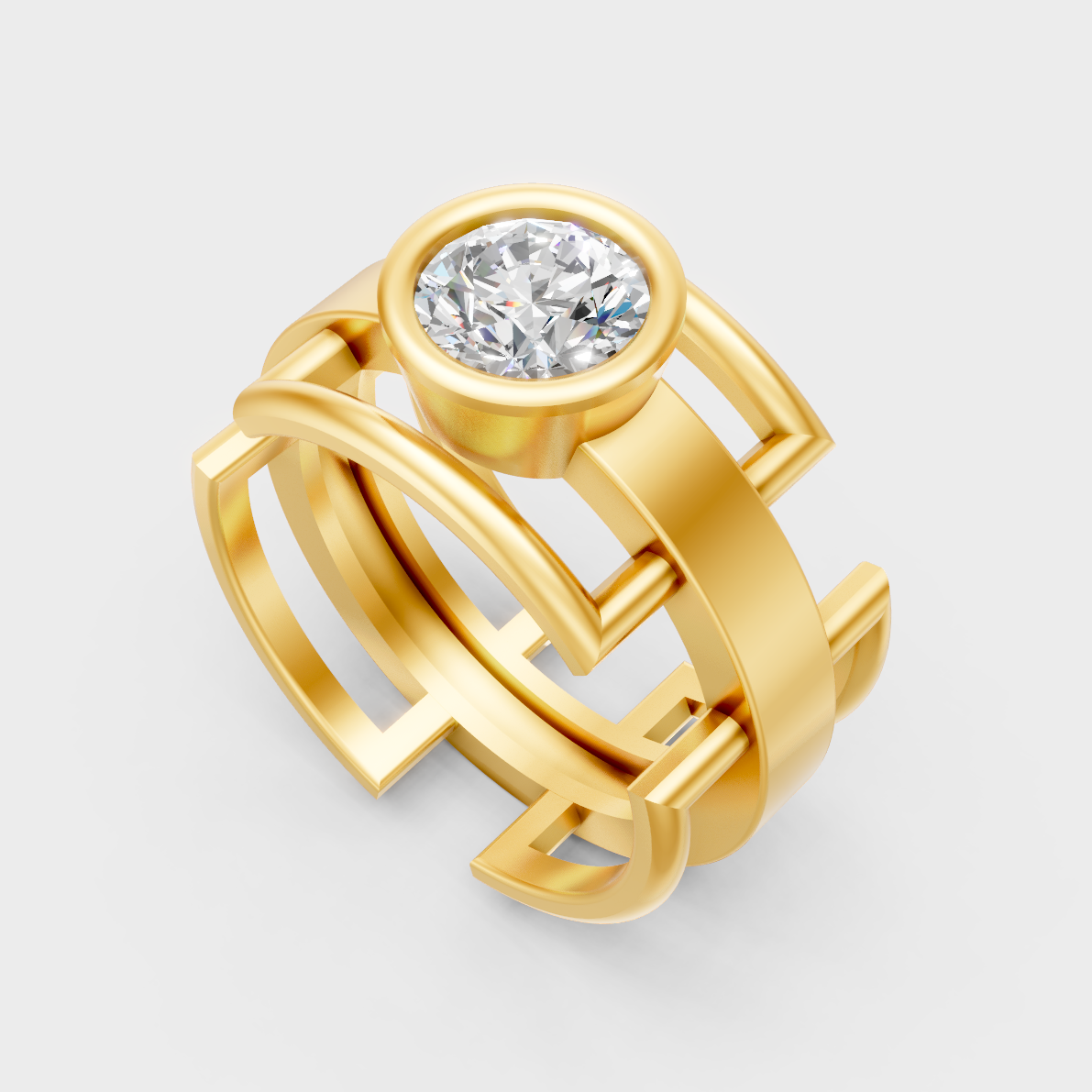  9K Yellow Gold Round-Shaped Lab-Grown Diamond Men’s Ring For Ethical Luxury