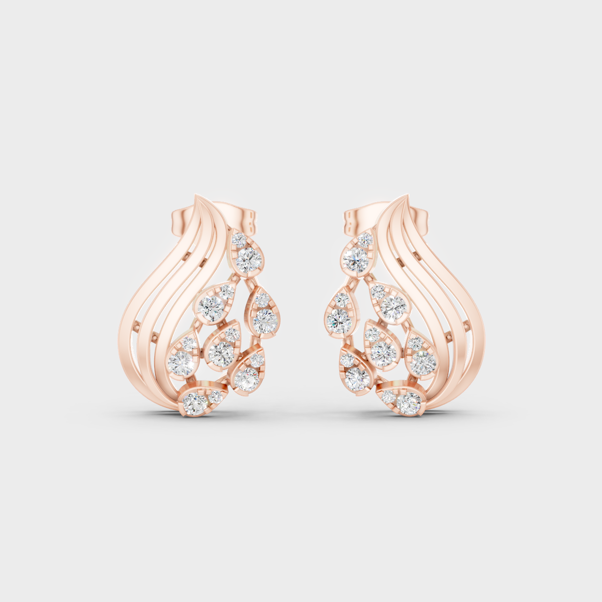  High-Polish Rose Gold 0.50 Carat Total Weight Round Lab Diamond Studs For Bold Sparkle 