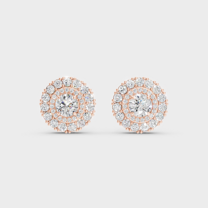  High-Polish Rose Gold 2.24 Carat Total Weight Round Lab Diamond Studs For Bold Sparkle