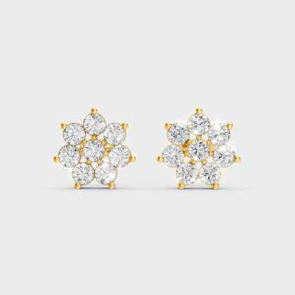 Radiant Yellow Gold Solitaire Earrings With Certified 2.64 Ct Total Weight Diamonds 