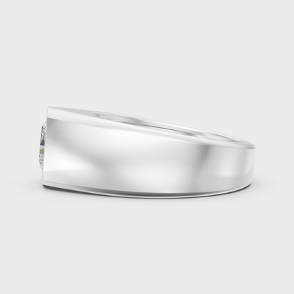White Gold Certified Mens Cushion Diamond Ring Elegant Design