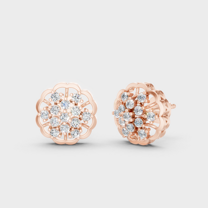Modern 18K Rose Gold Stud Earrings With 0.91 Ct TW Round Lab-Grown Diamonds