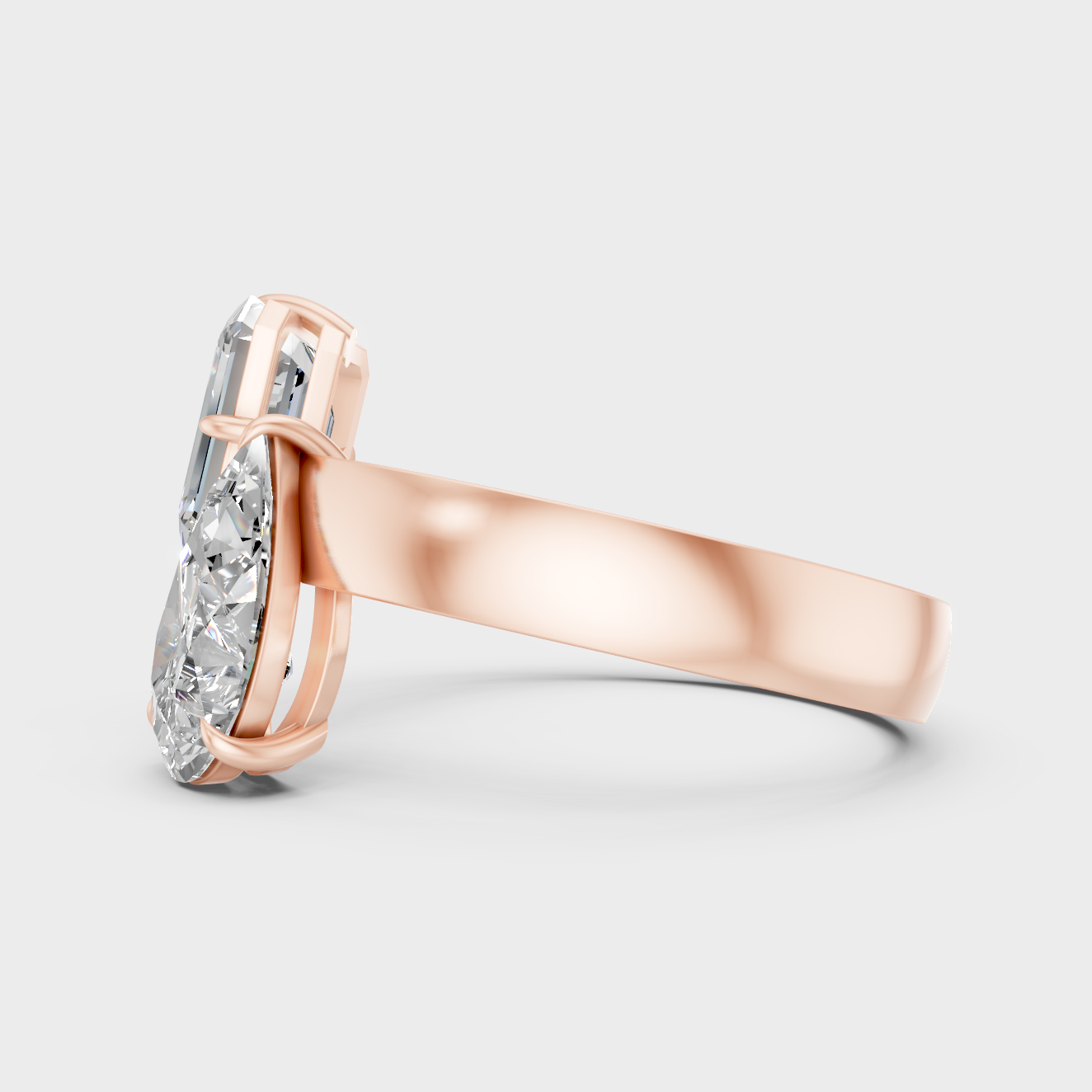 Emerald Pear Lab Diamond Toi Et Moi Ring In Rose Gold Elegant Style