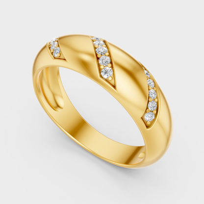 Classic 14K Yellow Gold Men’s Engagement Ring Featuring A 0.15Ct Round Lab Diamond