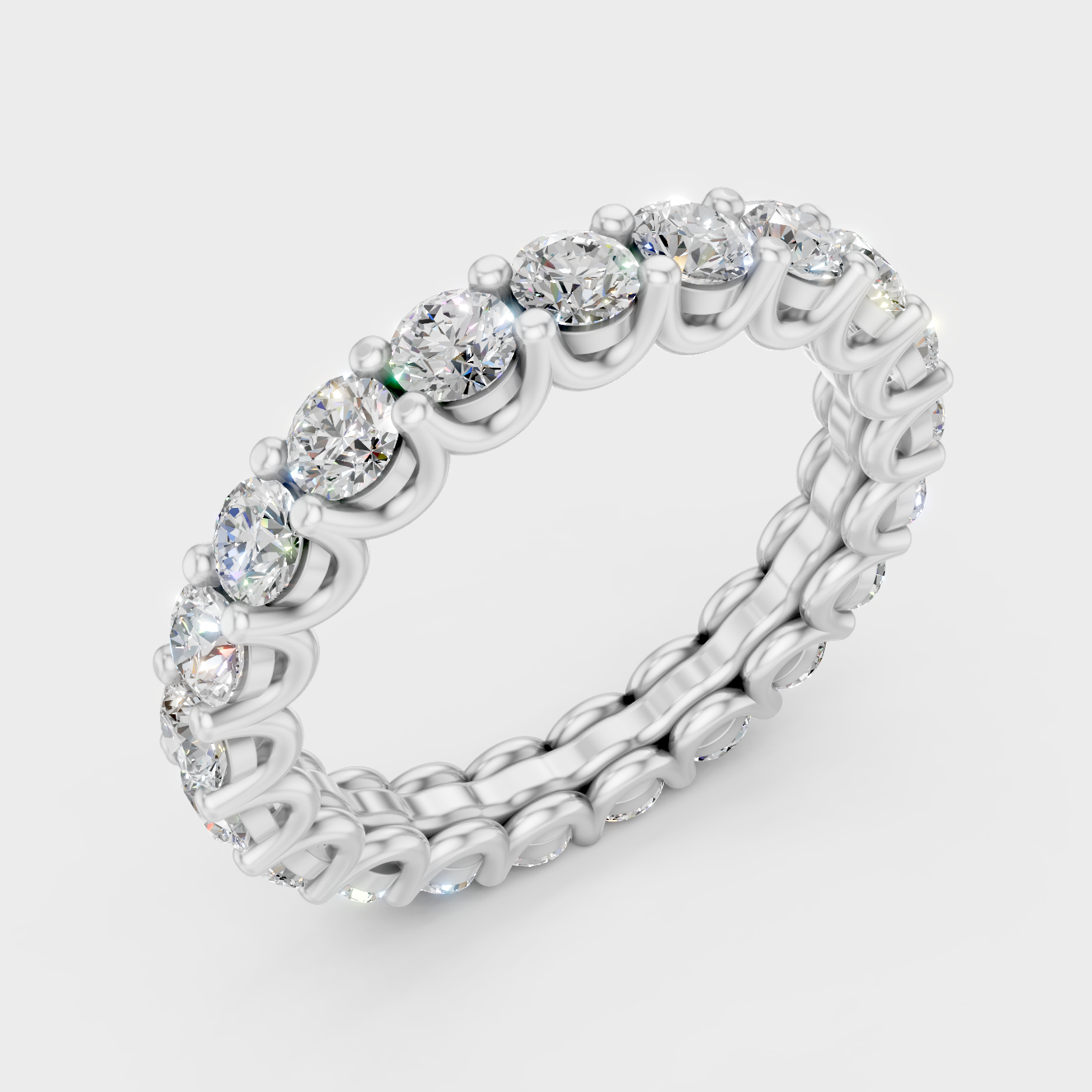 Platinum Round Cut Diamond Eternity Ring Luxury Fine Jewelry