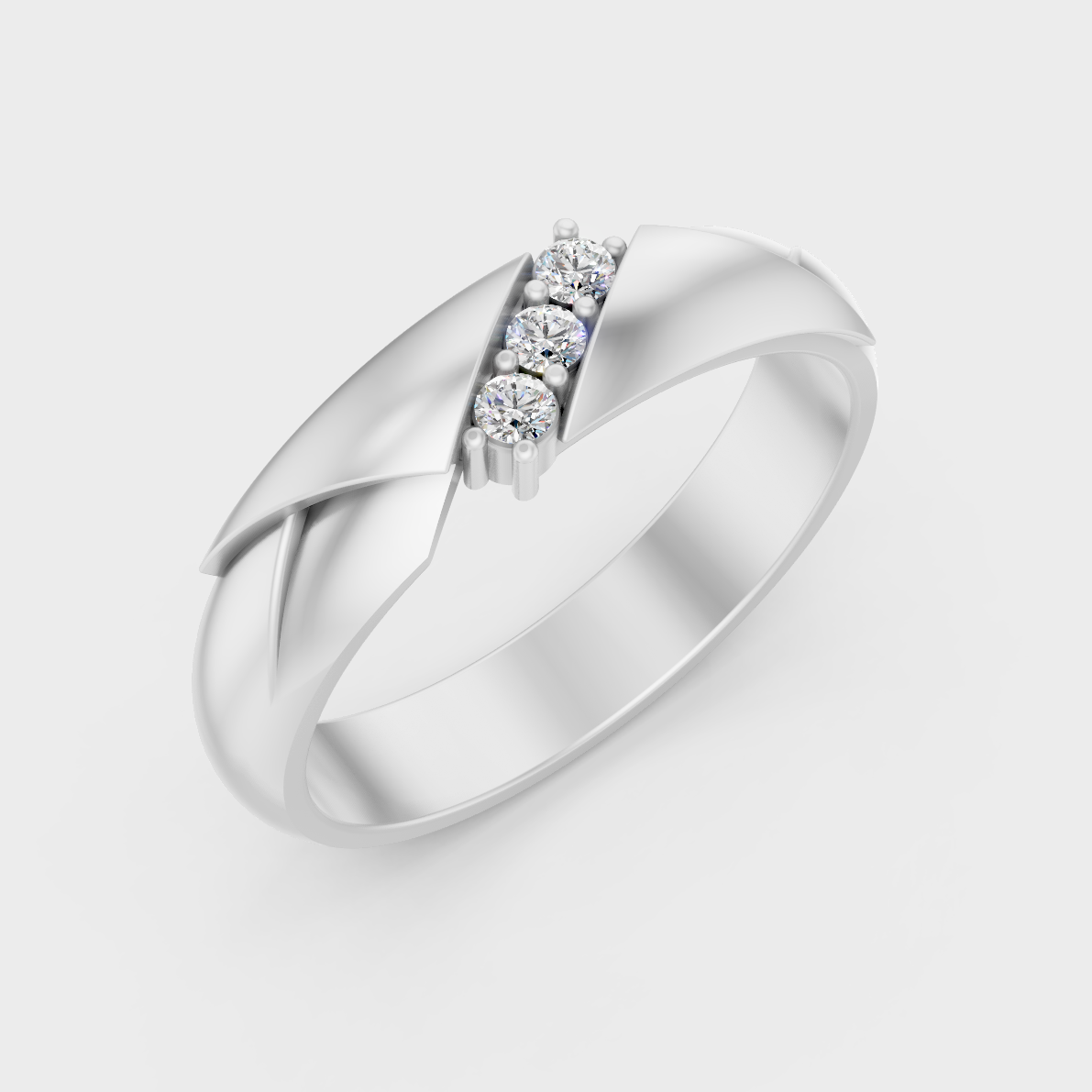 9K White Gold Round-Shaped Lab-Grown Diamond Men’s Ring With Clean Design