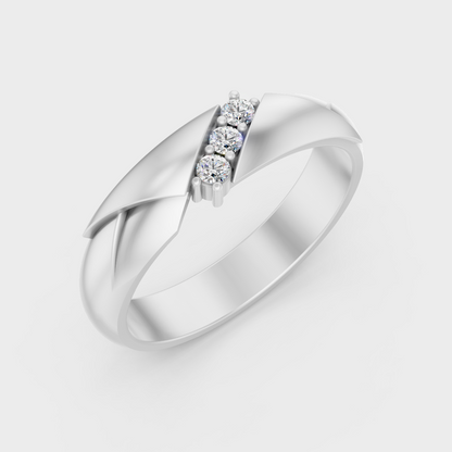 9K White Gold Round-Shaped Lab-Grown Diamond Men’s Ring With Clean Design