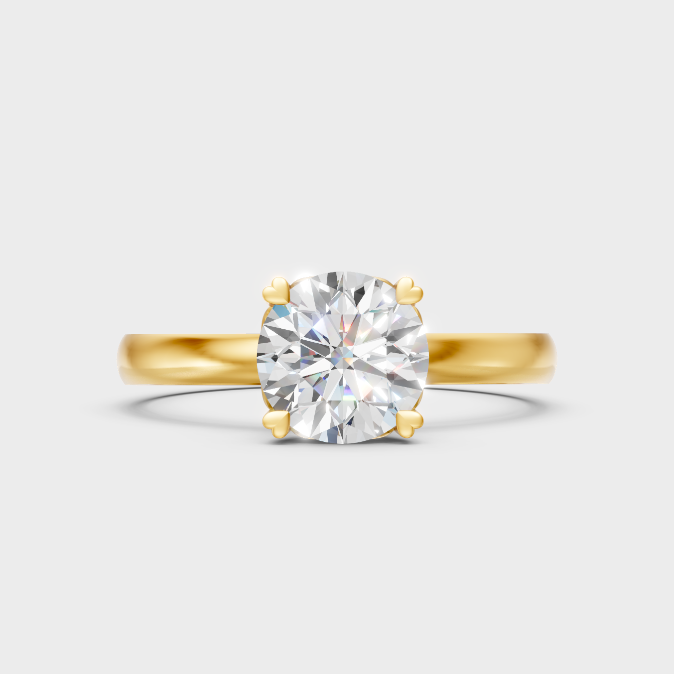 Igi Certified Round-Cut Lab-Grown Diamond Ring In 18K Yellow Gold