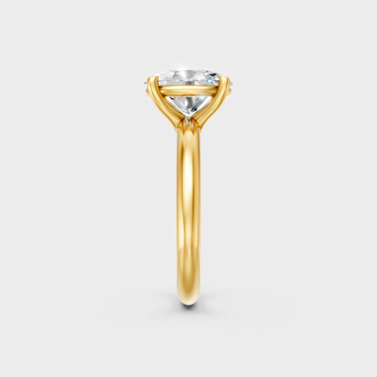 High-Polish Yellow Gold Oval Lab Diamond Ring For Maximum Shine