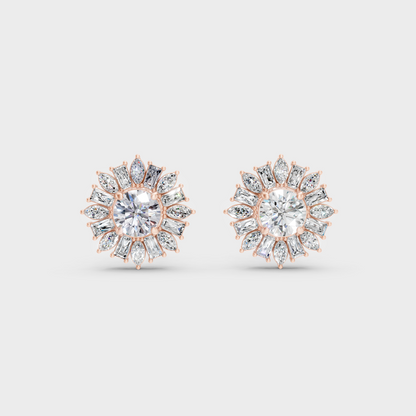  High-Polish Rose Gold 2 Carat Total Weight Multi-Shape Lab Diamond Studs For Bold Sparkle