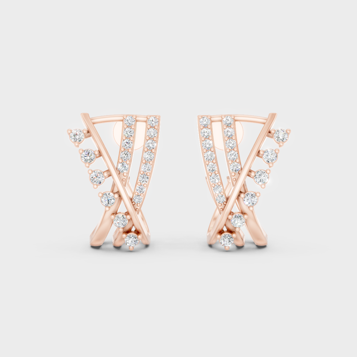  High-Polish Rose Gold 0.38 Carat Total Weight Round Lab Diamond Studs For Bold Sparkle 
