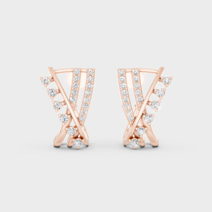  High-Polish Rose Gold 0.38 Carat Total Weight Round Lab Diamond Studs For Bold Sparkle 