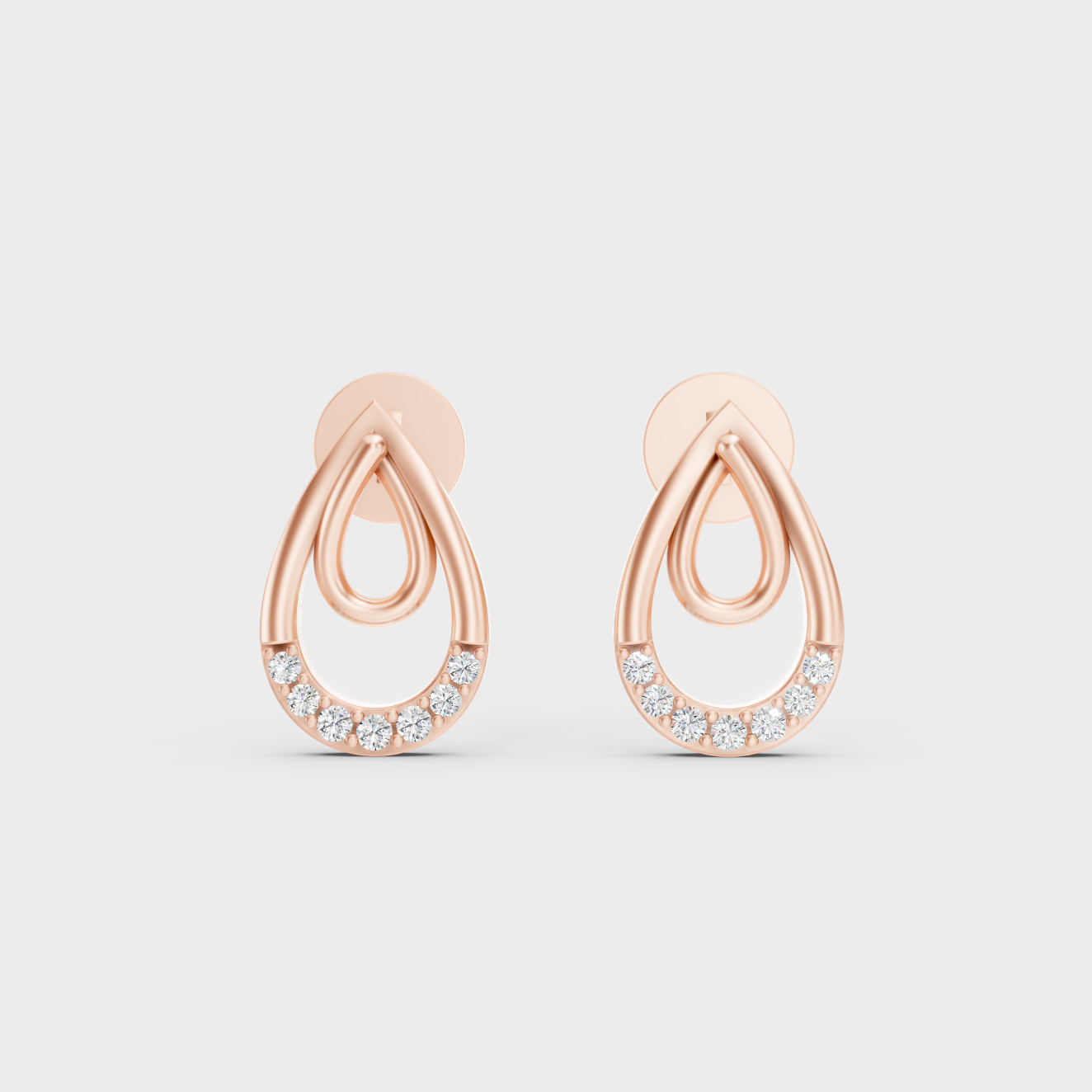  High-Polish Rose Gold 0.76 Carat Total Weight Round Lab Diamond Studs For Bold Sparkle