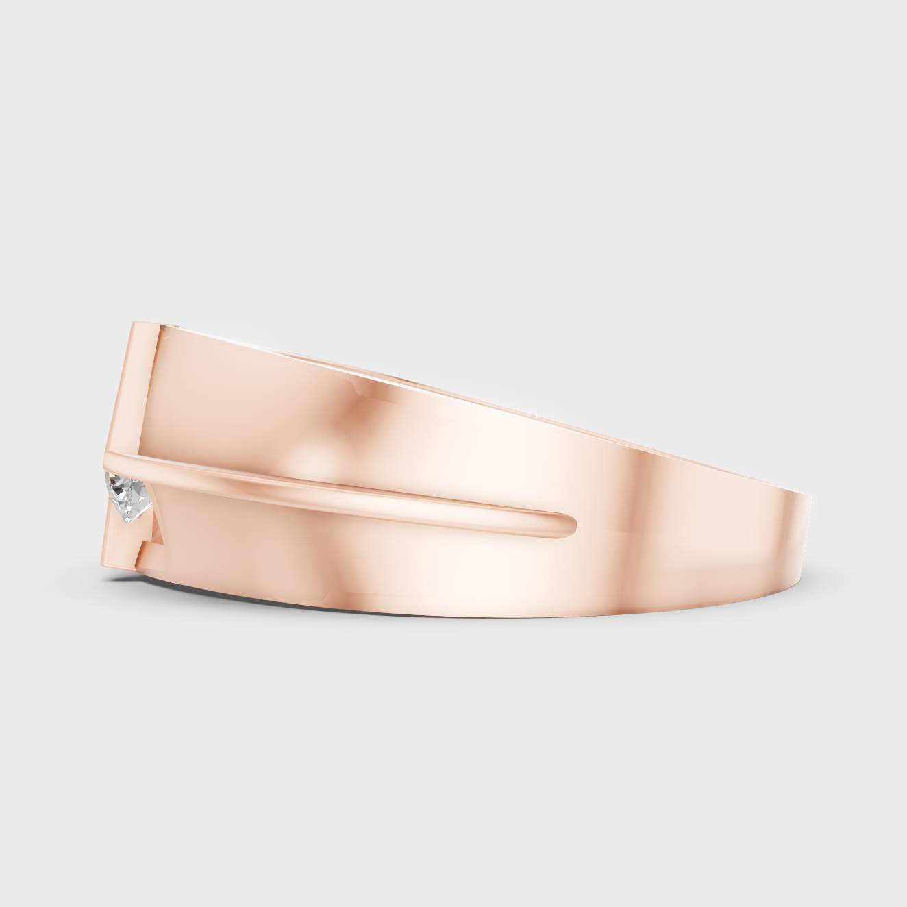 Round Cut Lab Diamond Mens Ring In Rose Gold Contemporary Style
