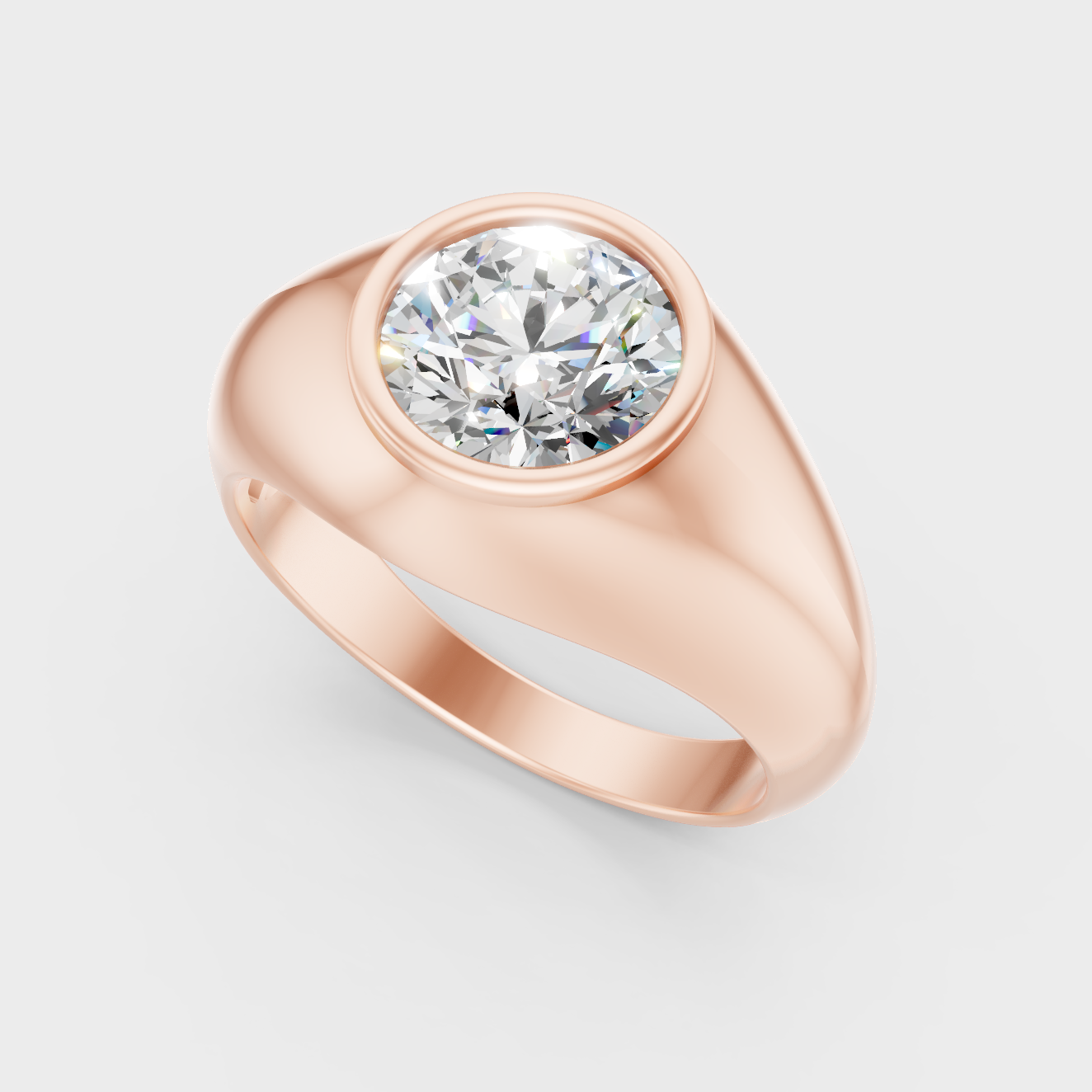 Sleek 14K Rose Gold Men’s Band Featuring A Certified Round Lab Diamond