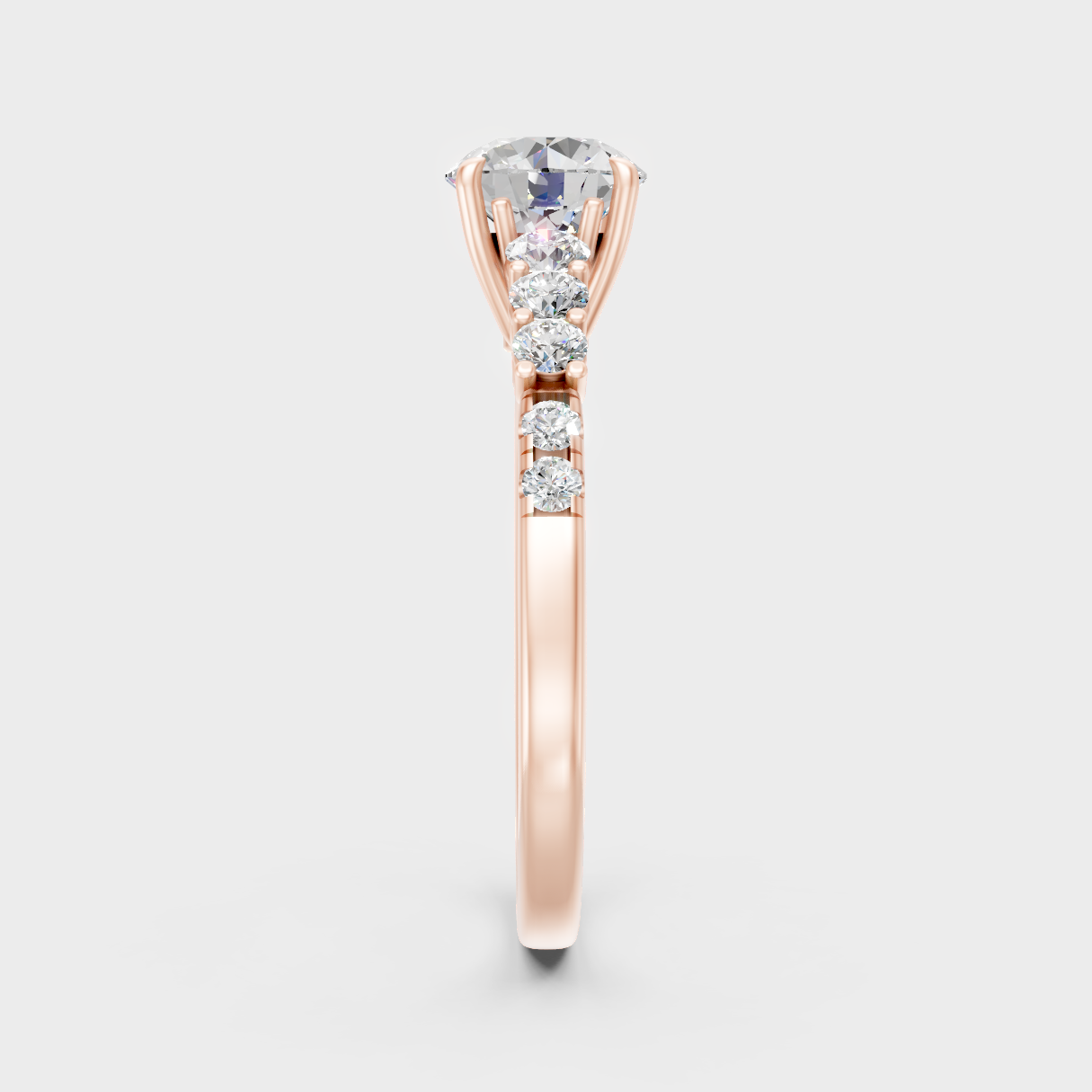  Rose Gold Round-Cut Lab-Grown Diamond Halo Ring With Twisted Shank