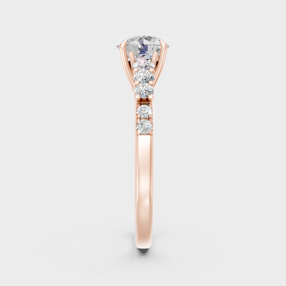  Rose Gold Round-Cut Lab-Grown Diamond Halo Ring With Twisted Shank