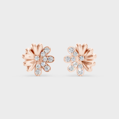 High-Polish Rose Gold 0.34 Carat Total Weight Round Lab Diamond Studs For Bold Sparkle