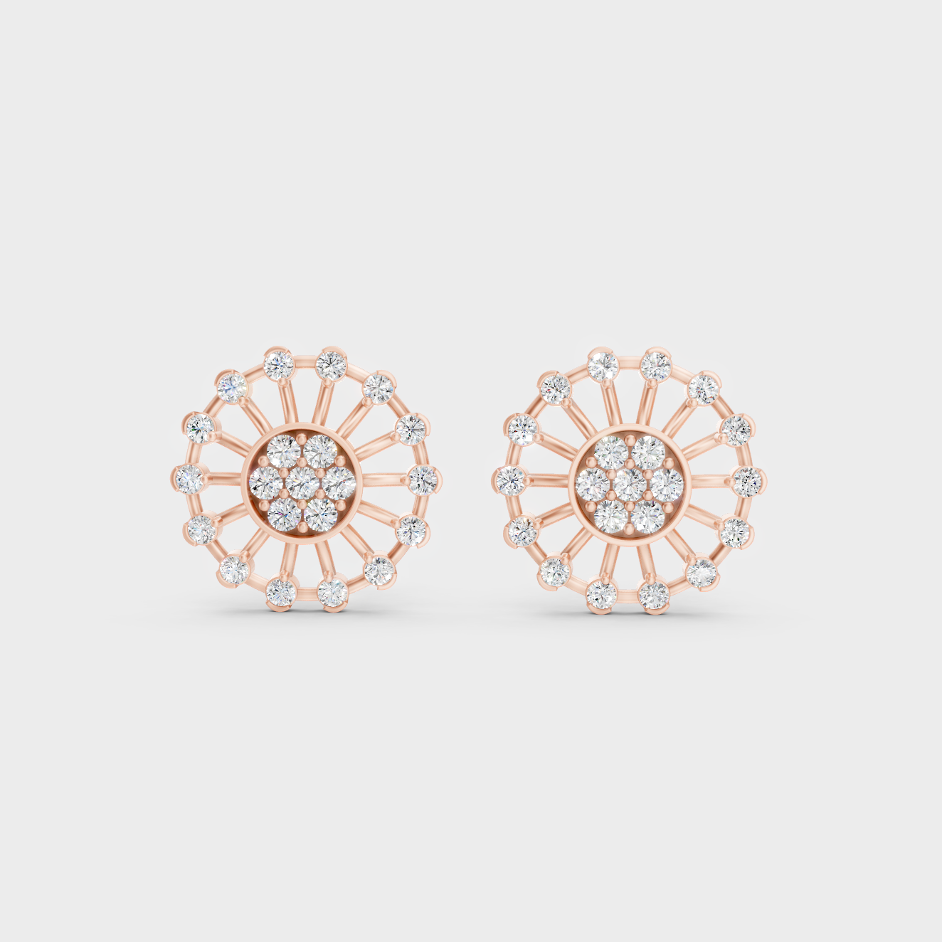  High-Polish Rose Gold 0.70 Carat Total Weight Round Lab Diamond Studs For Bold Sparkle 